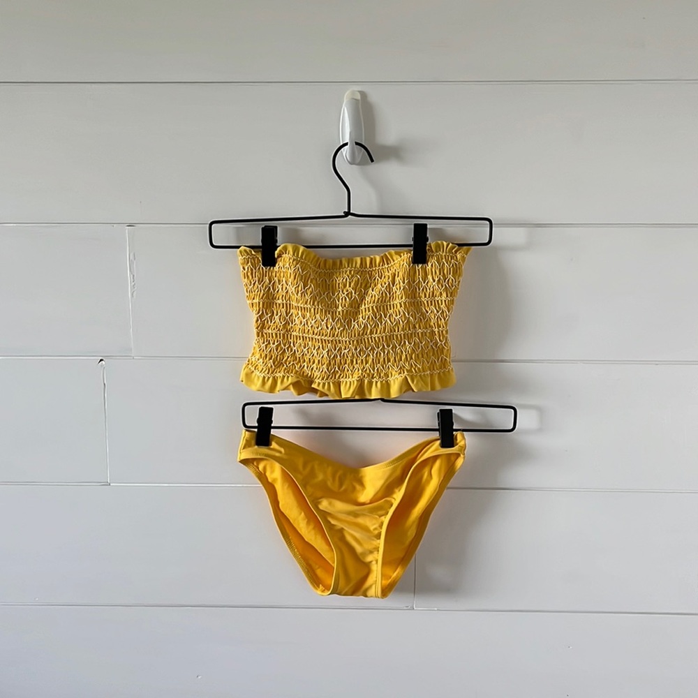 Yellow tube top bikini